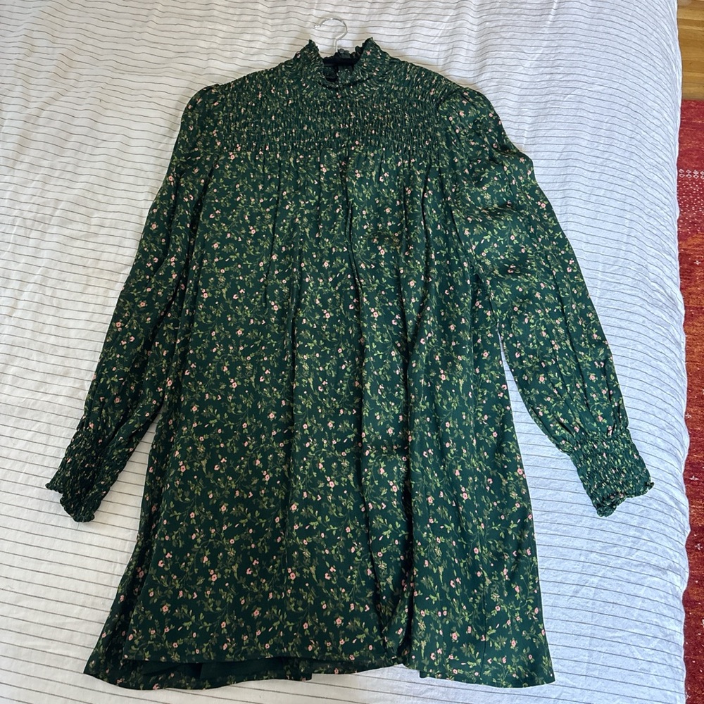Reformation Dark Green Floral Mini Dress